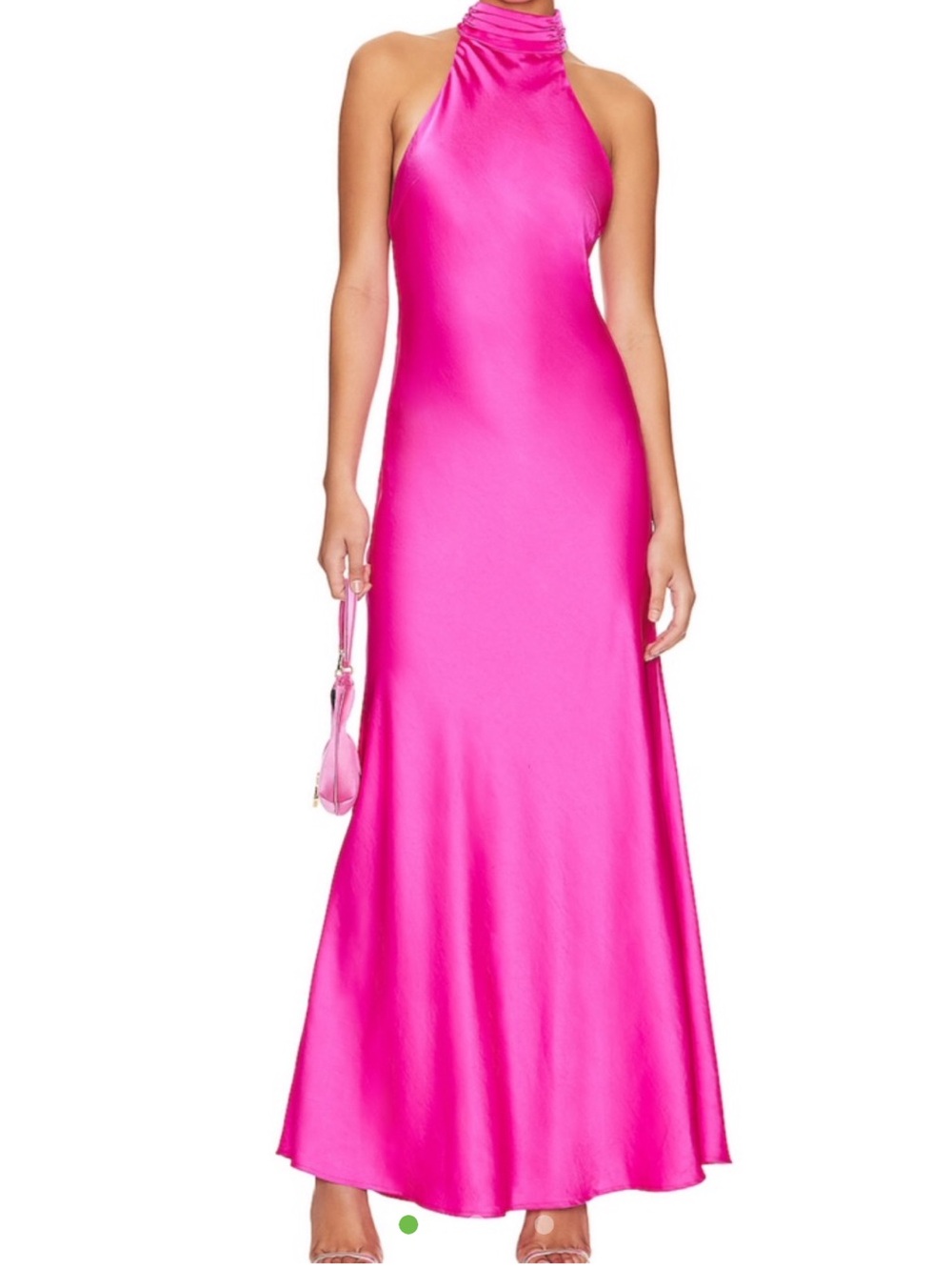 Halter Neck Maxi Dress in Vibrant Hot Pink